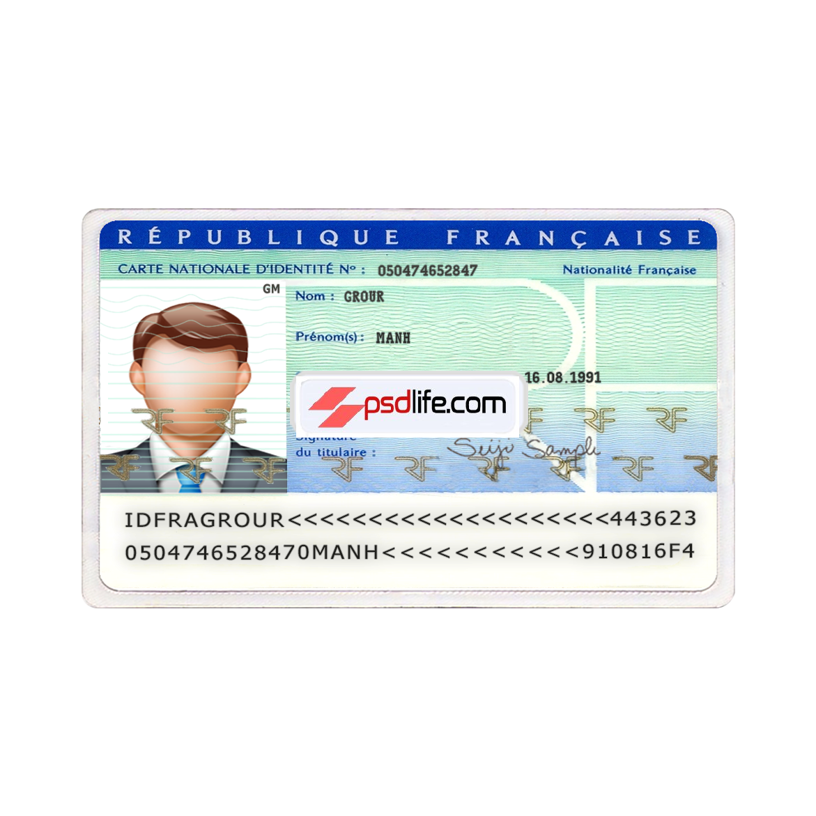 France ID CARD Psd Template , full editable with all font